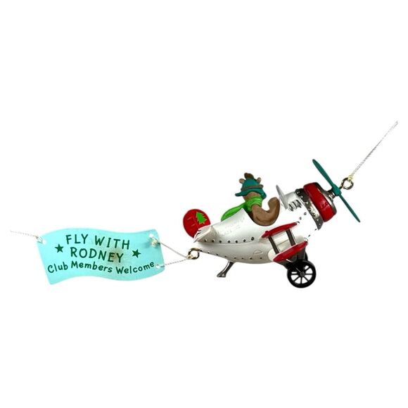 Rodney Reindeer Ornament: 1992 Hallmark Keepsake Club Biplane - Picture 6 of 10